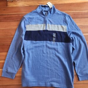 Club Room Men's Blue and Gray Zip-Up Sweater